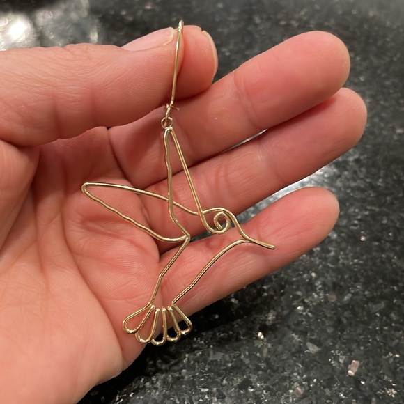 Bella and Jack Solid Brass Gold Humming Bird Drop Earrings - Picture 3 of 5